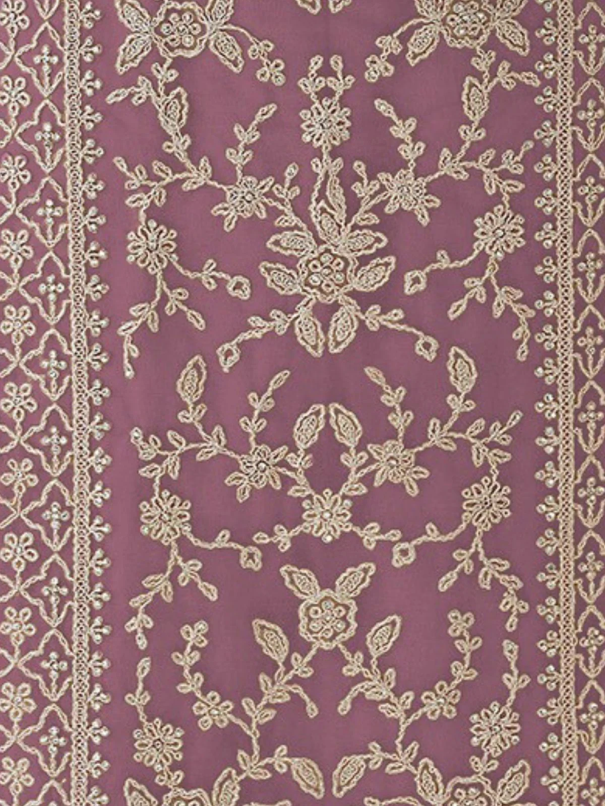 Odette Mauve Silk Blend Embroidered Semi Stitched Kurta Set For Women - Image 3