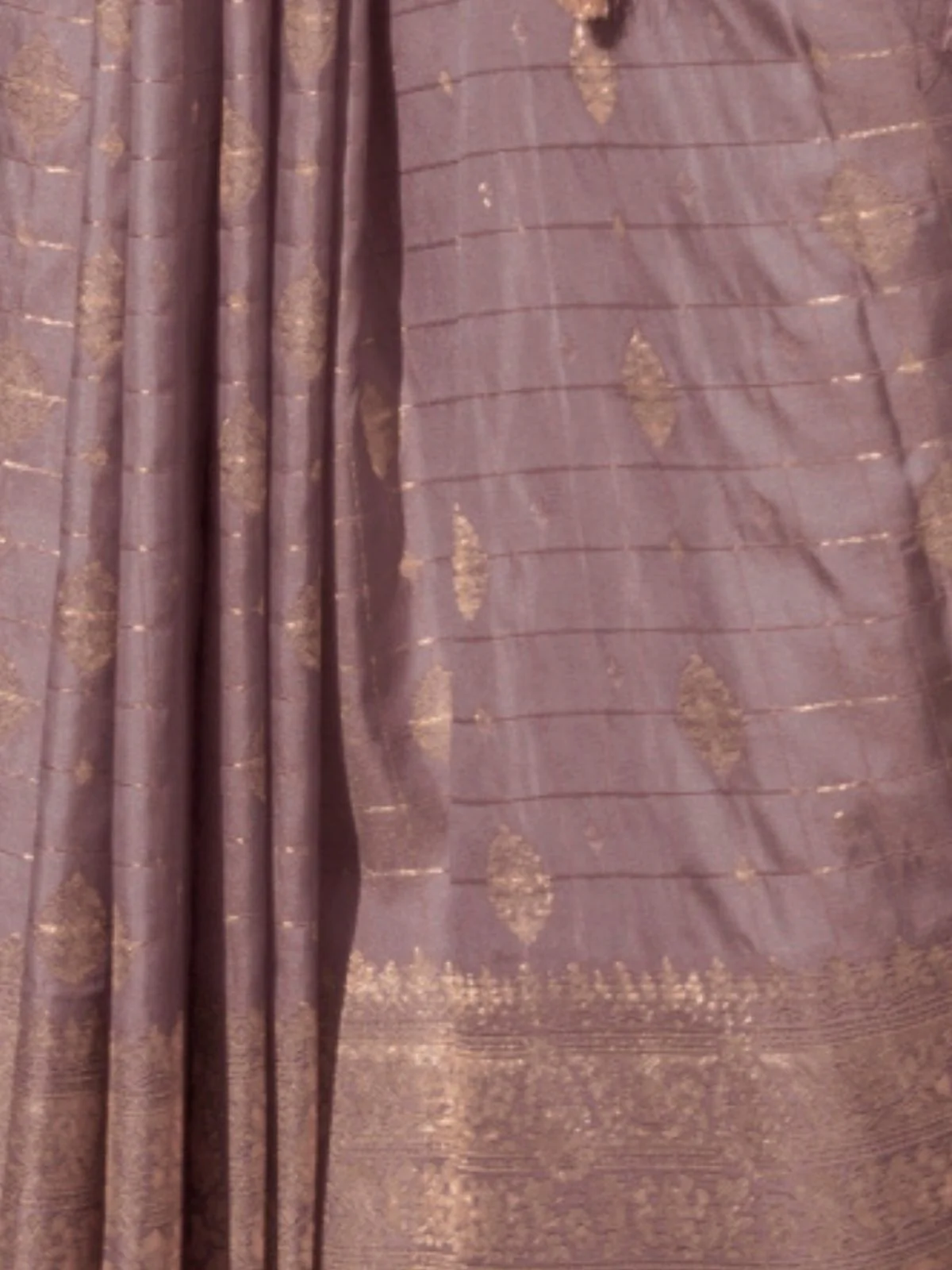 Odette Mauve Silk Blend Woven Saree With Unstitched Blouse For Women - Image 3