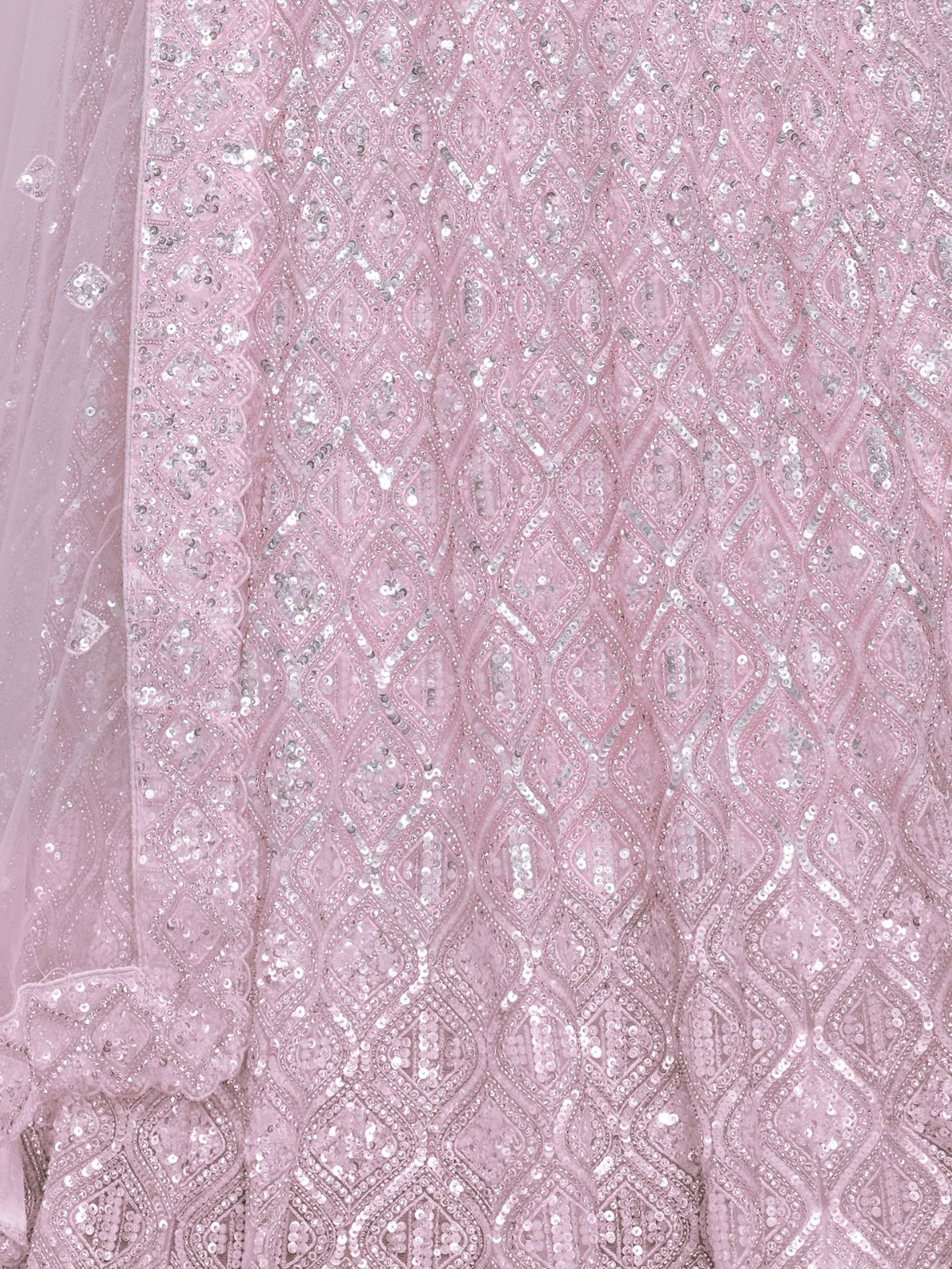 Odette Mauve Soft Net Embroidered Semi Stitched Lehenga With Unstitched Blouse For Women - Image 6