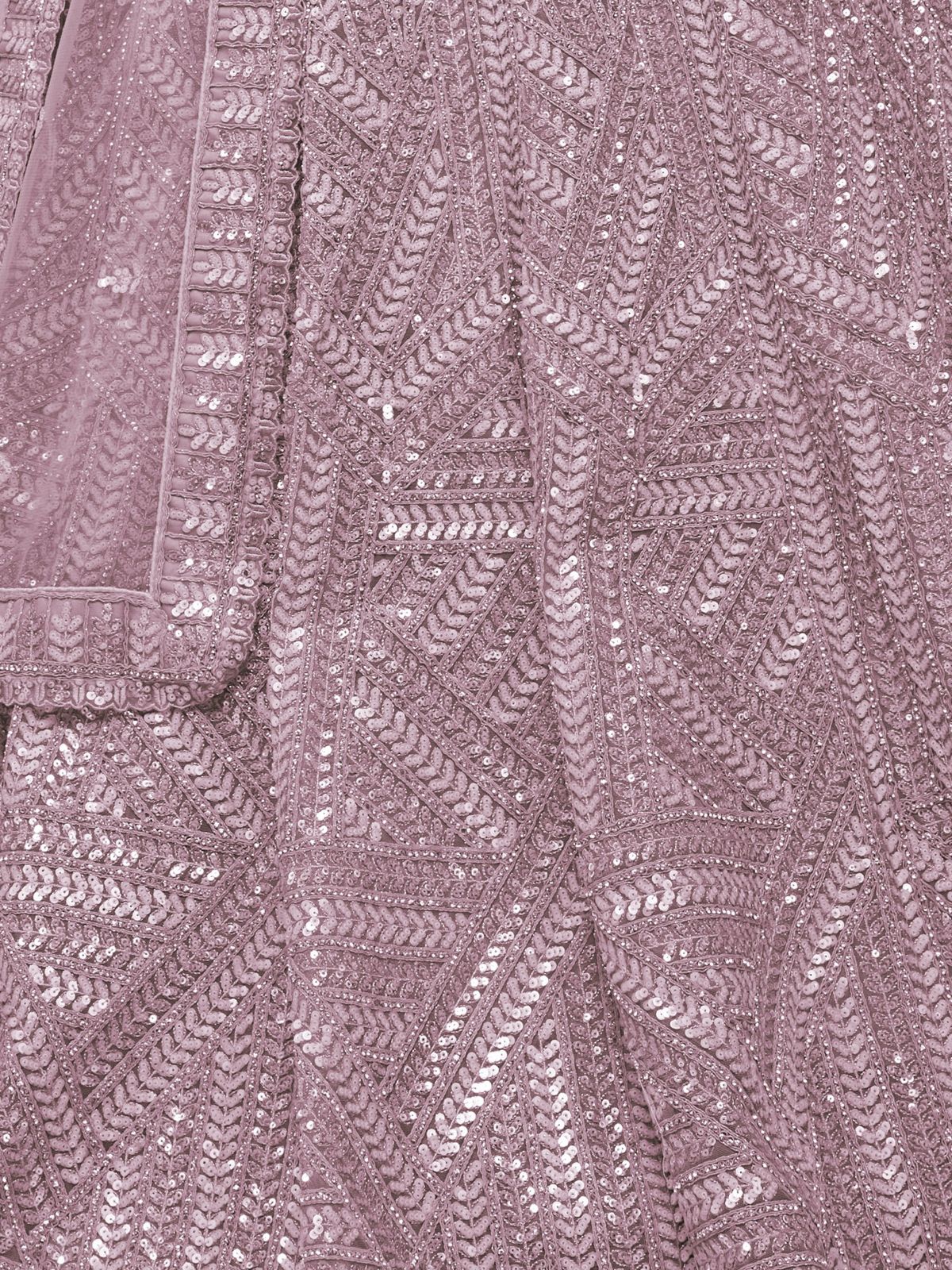 Odette Mauve Soft Net Embroidered Semi Stitched Lehenga With Unstitched Blouse For Women - Image 6
