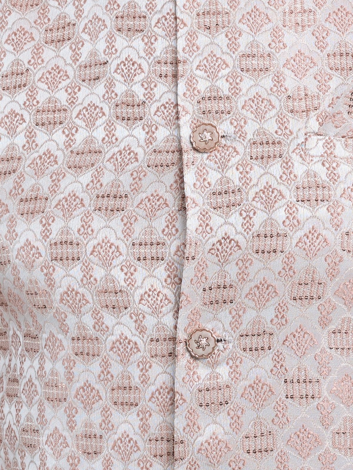 Odette Mauve Viscose Silk Woven Stitched Kurta For Men - Image 6