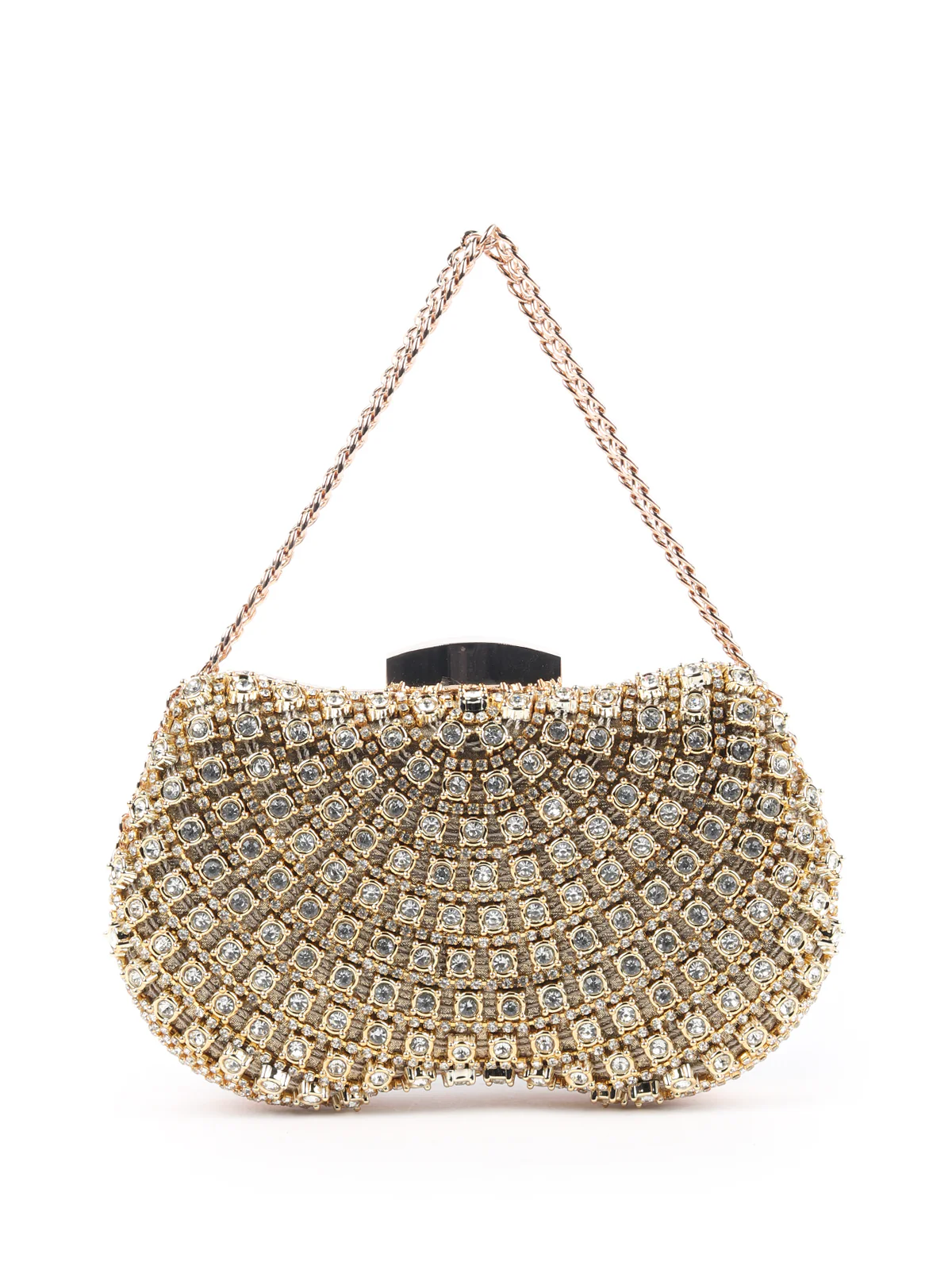 Odette Metallic Gold Metal Clutch For Women - Image 3
