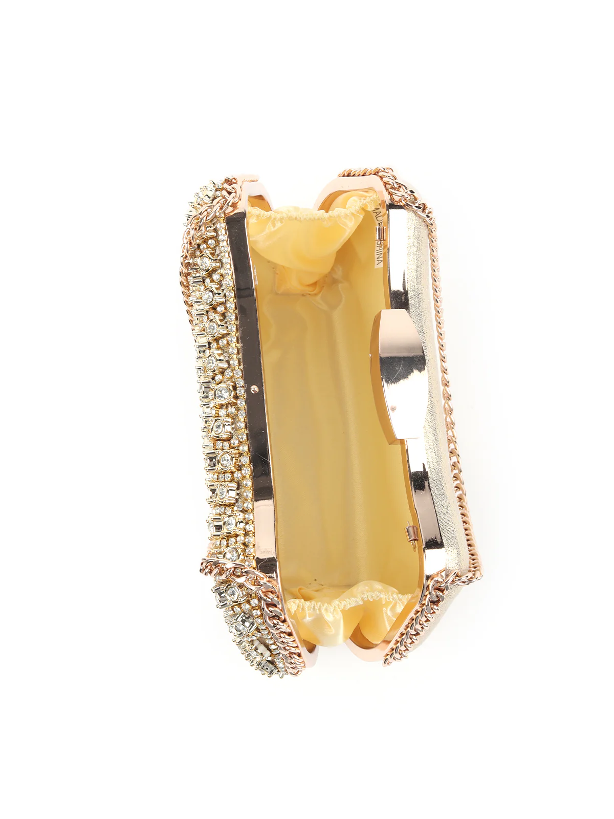 Odette Metallic Gold Metal Clutch For Women - Image 6