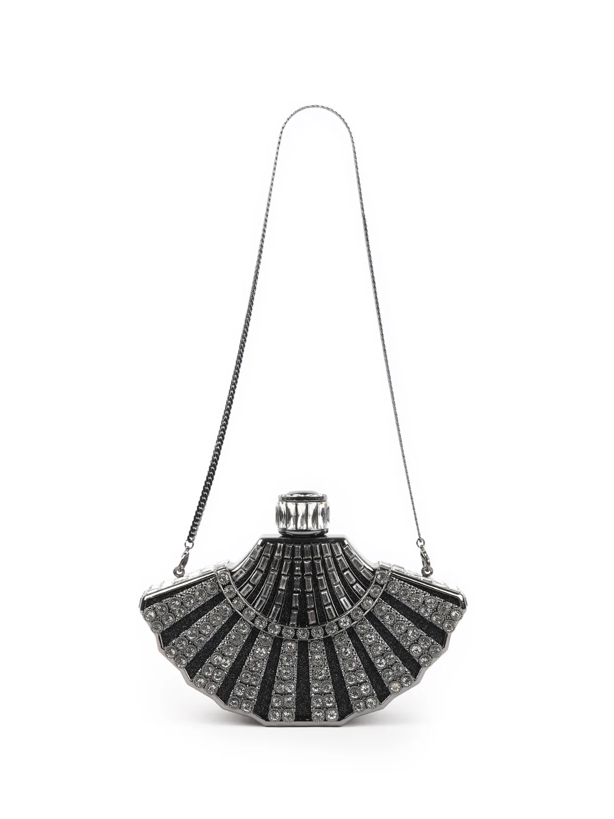 Odette Metallic Grey Metal Clutch For Women - Image 3