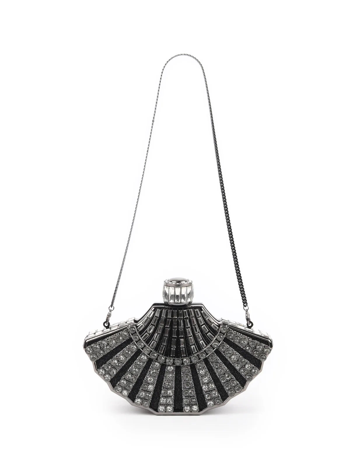 Odette Metallic Grey Metal Clutch For Women - Image 5