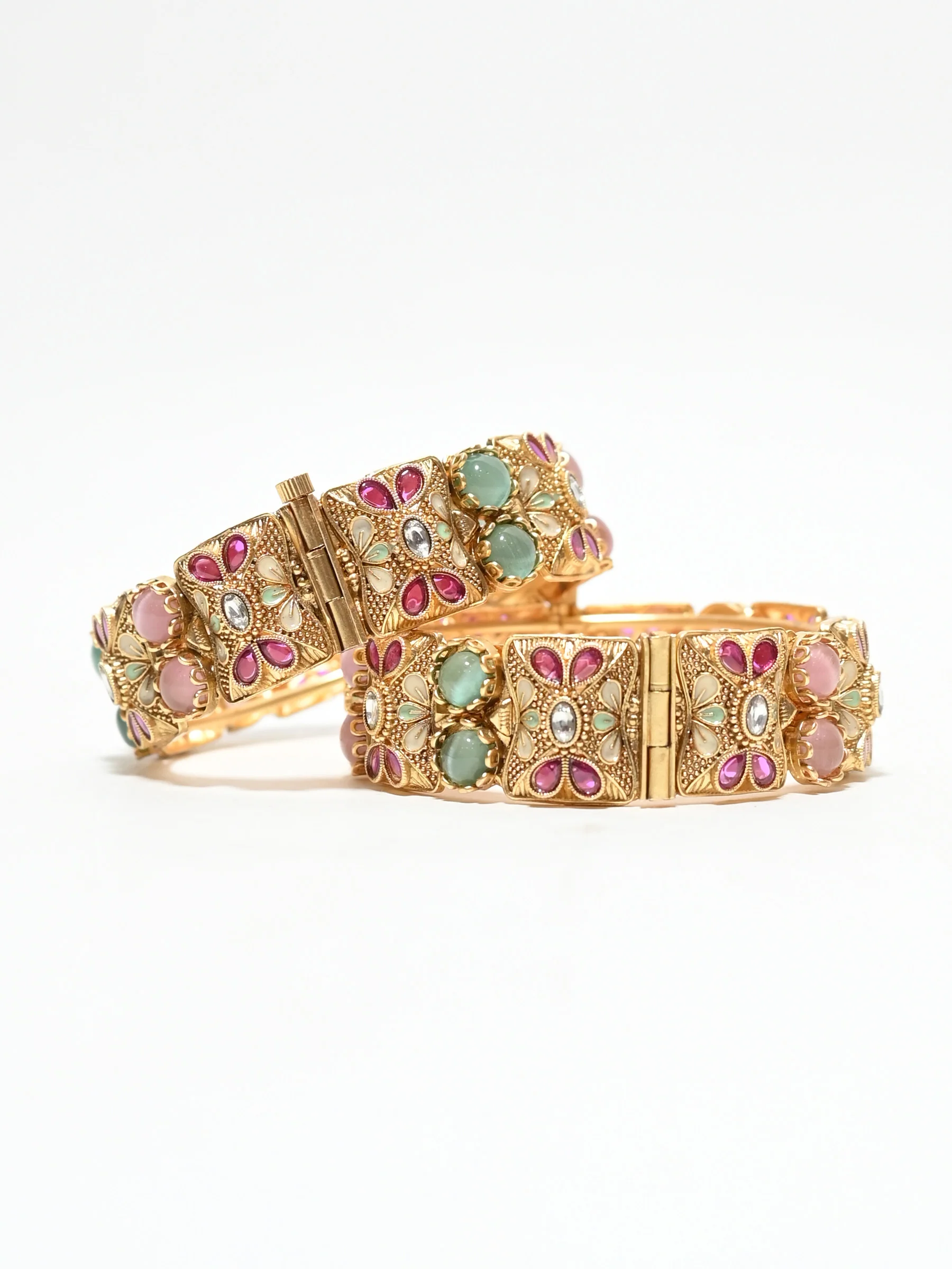 Odette Multi Colour Alloy Beaded And Stone Bangles For Women - Image 4