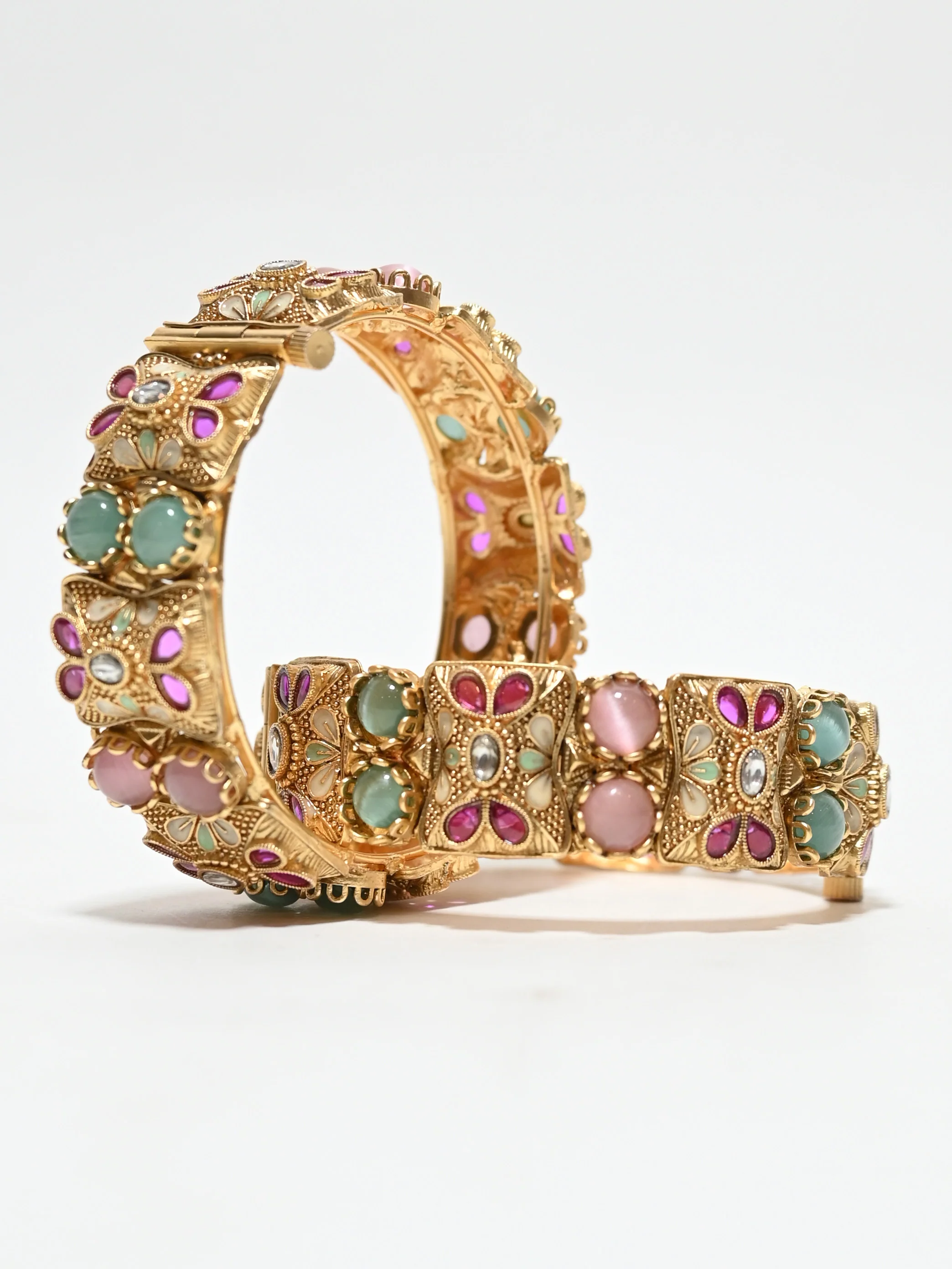 Odette Multi Colour Alloy Beaded And Stone Bangles For Women - Image 5
