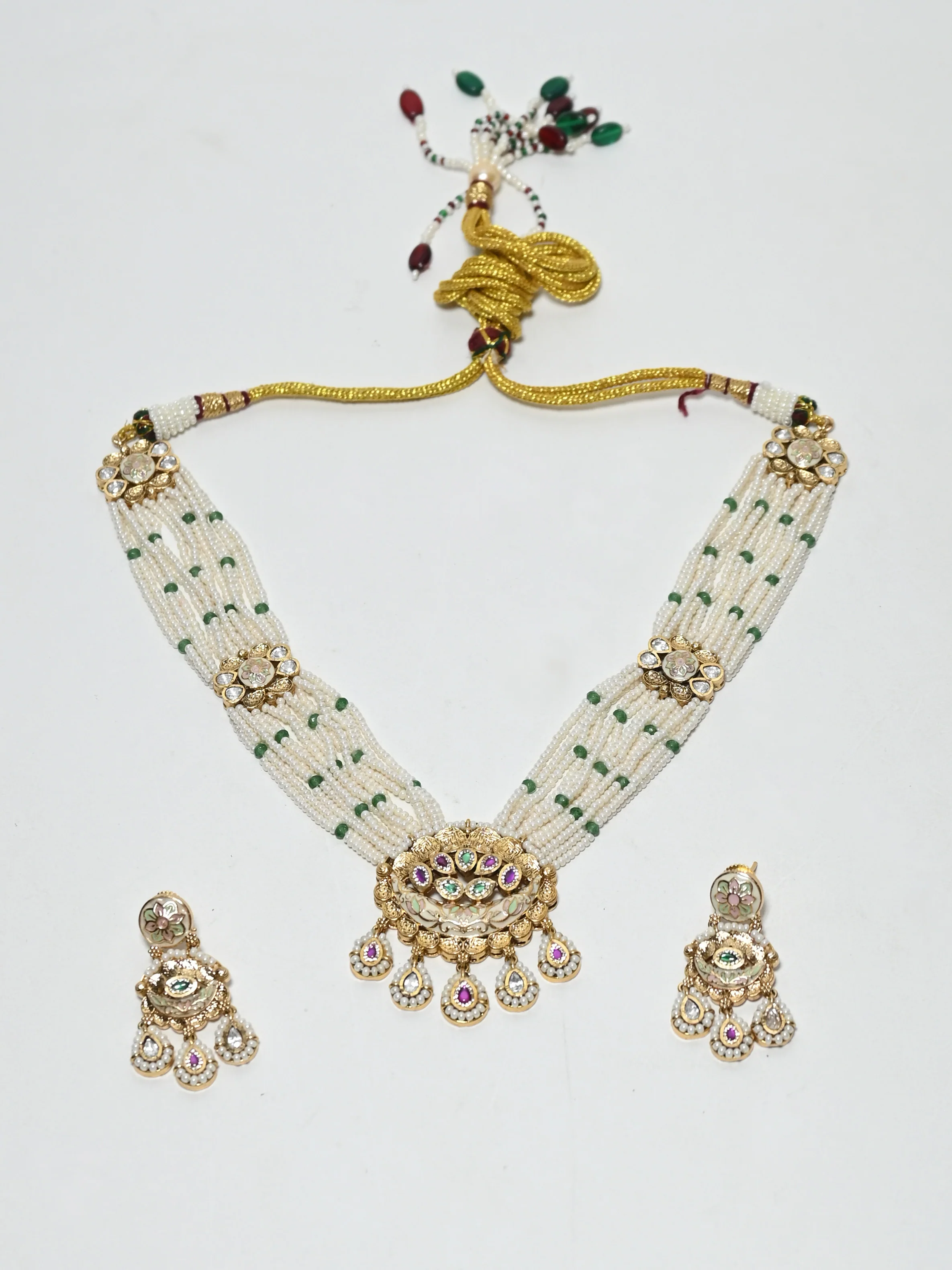 Odette Multi Colour Alloy Pearl Jewellery Set For Women - Image 3
