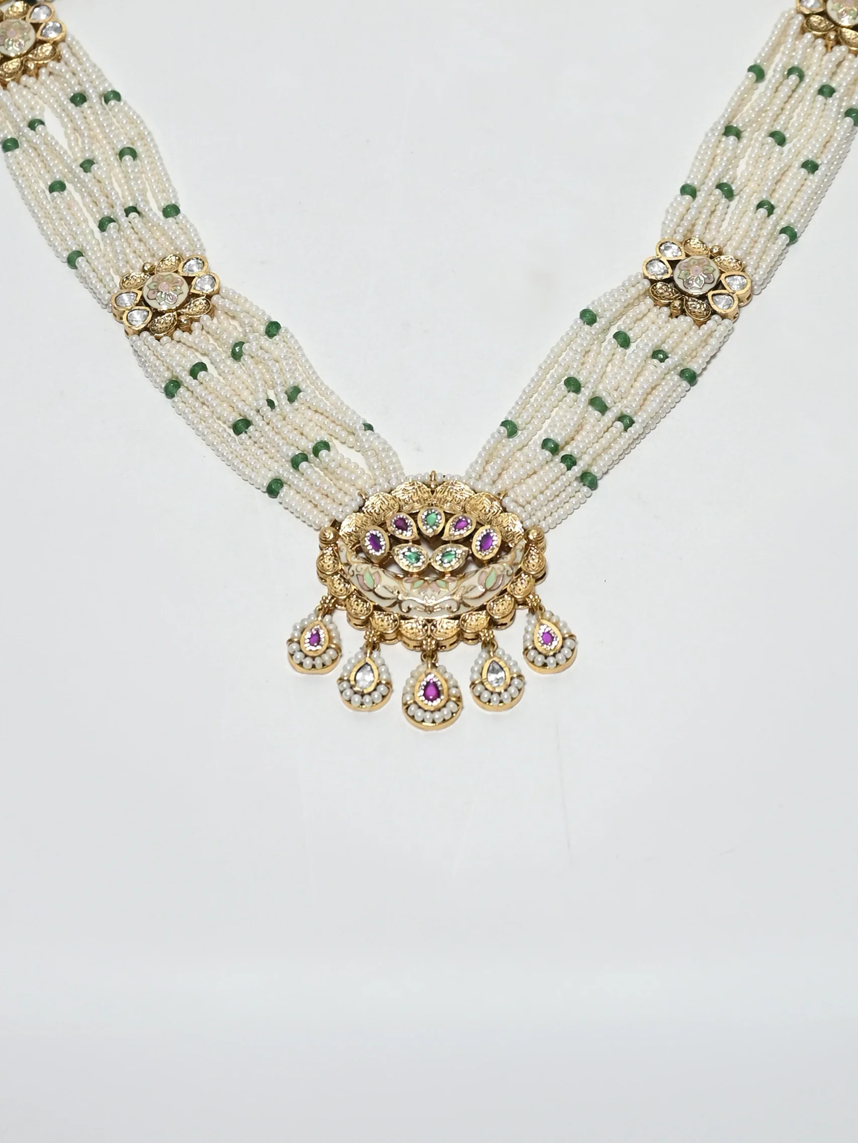 Odette Multi Colour Alloy Pearl Jewellery Set For Women - Image 5