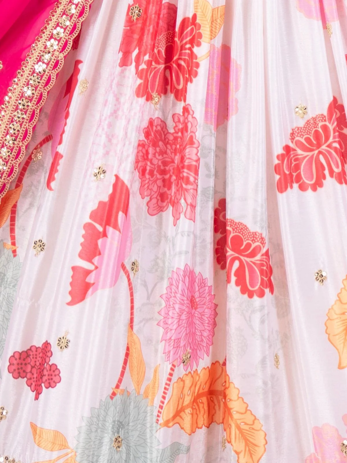Odette Multi Colour Chinon Embellished Semi Stitched Lehenga For Women - Image 5