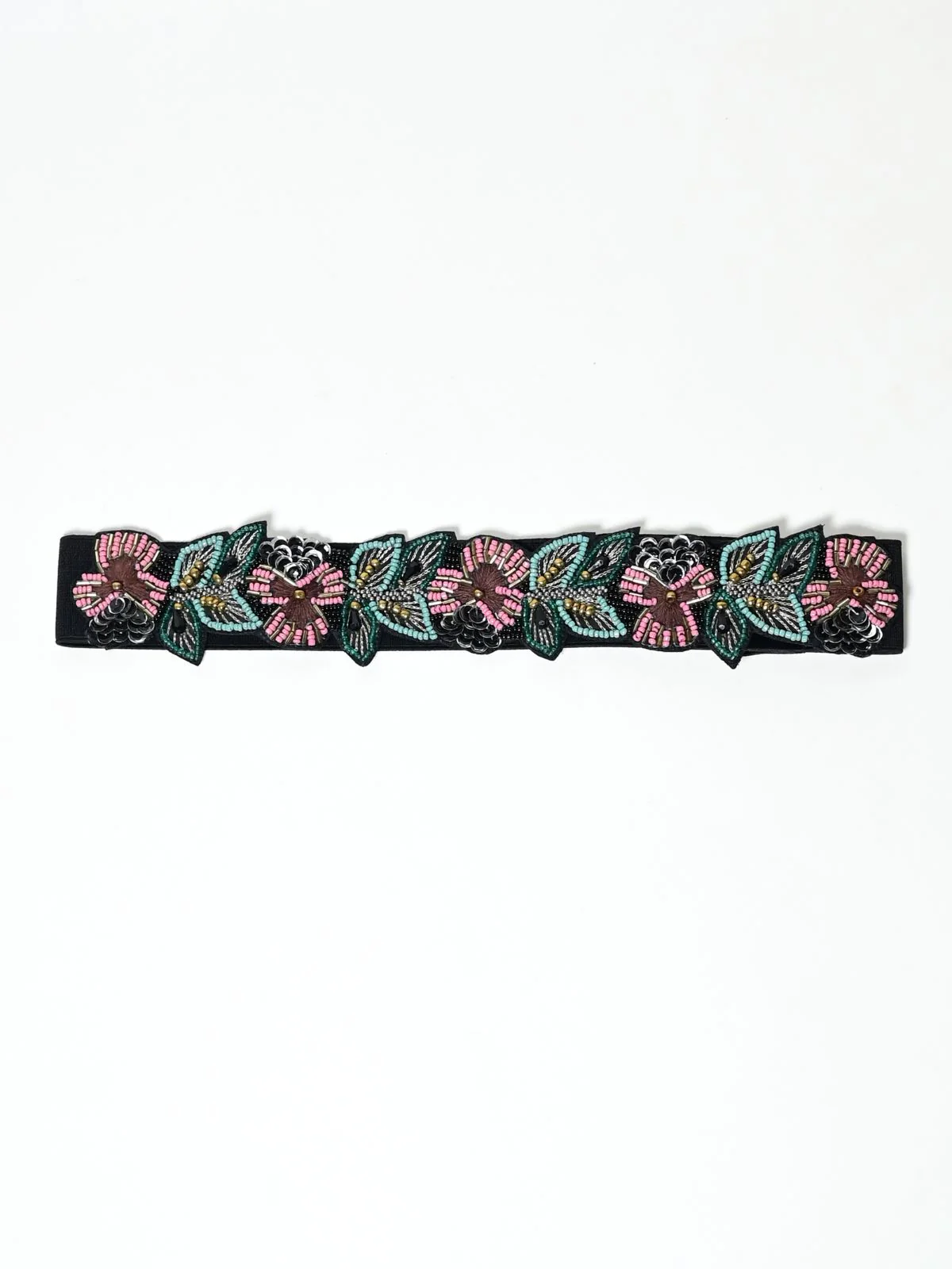 Odette Multi Colour Elastic Embellished Belt For Women - Image 2