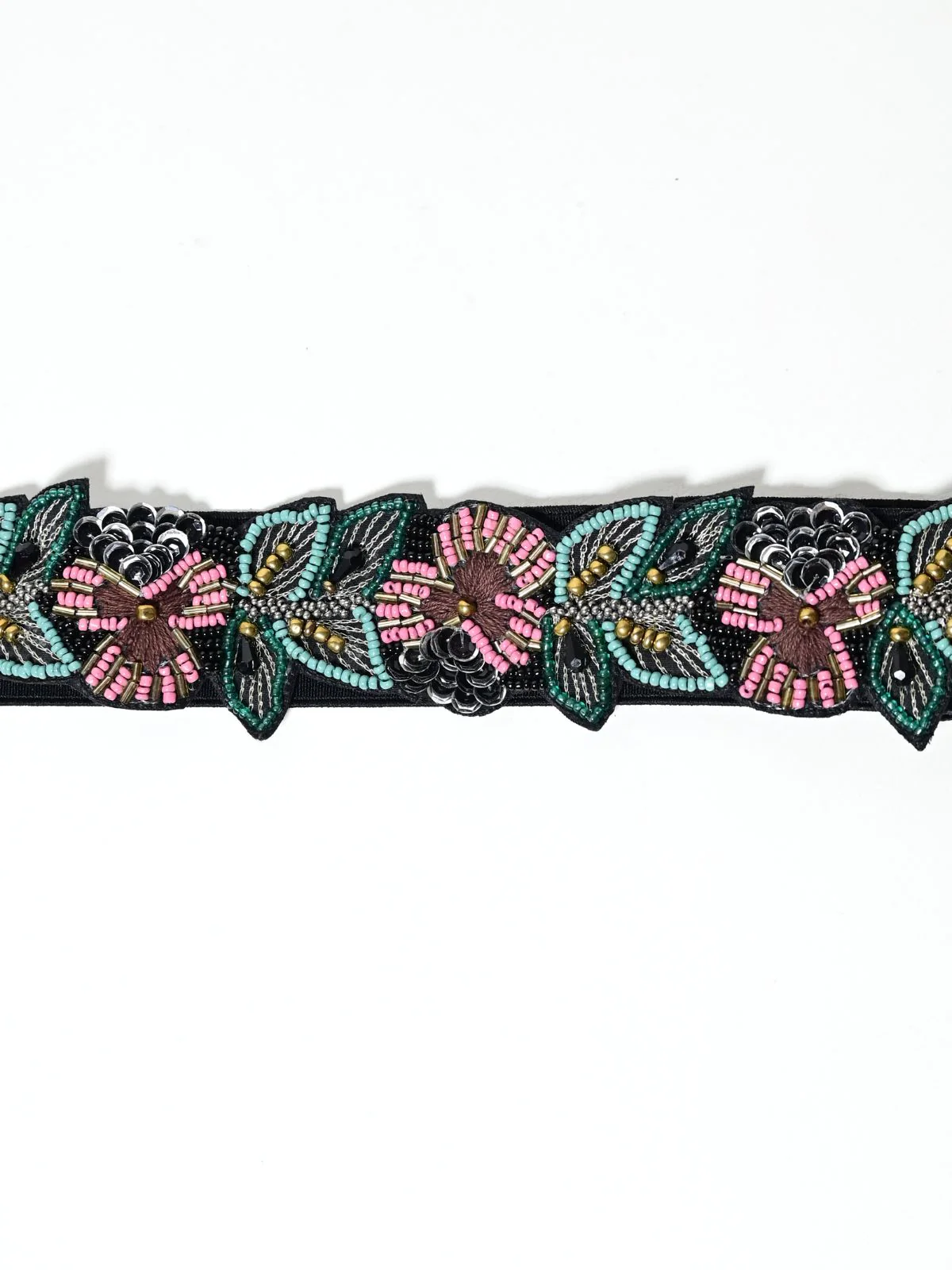 Odette Multi Colour Elastic Embellished Belt For Women - Image 3
