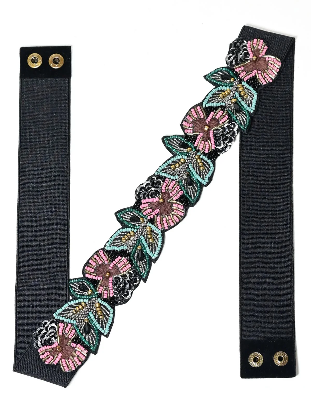 Odette Multi Colour Elastic Embellished Belt For Women - Image 4