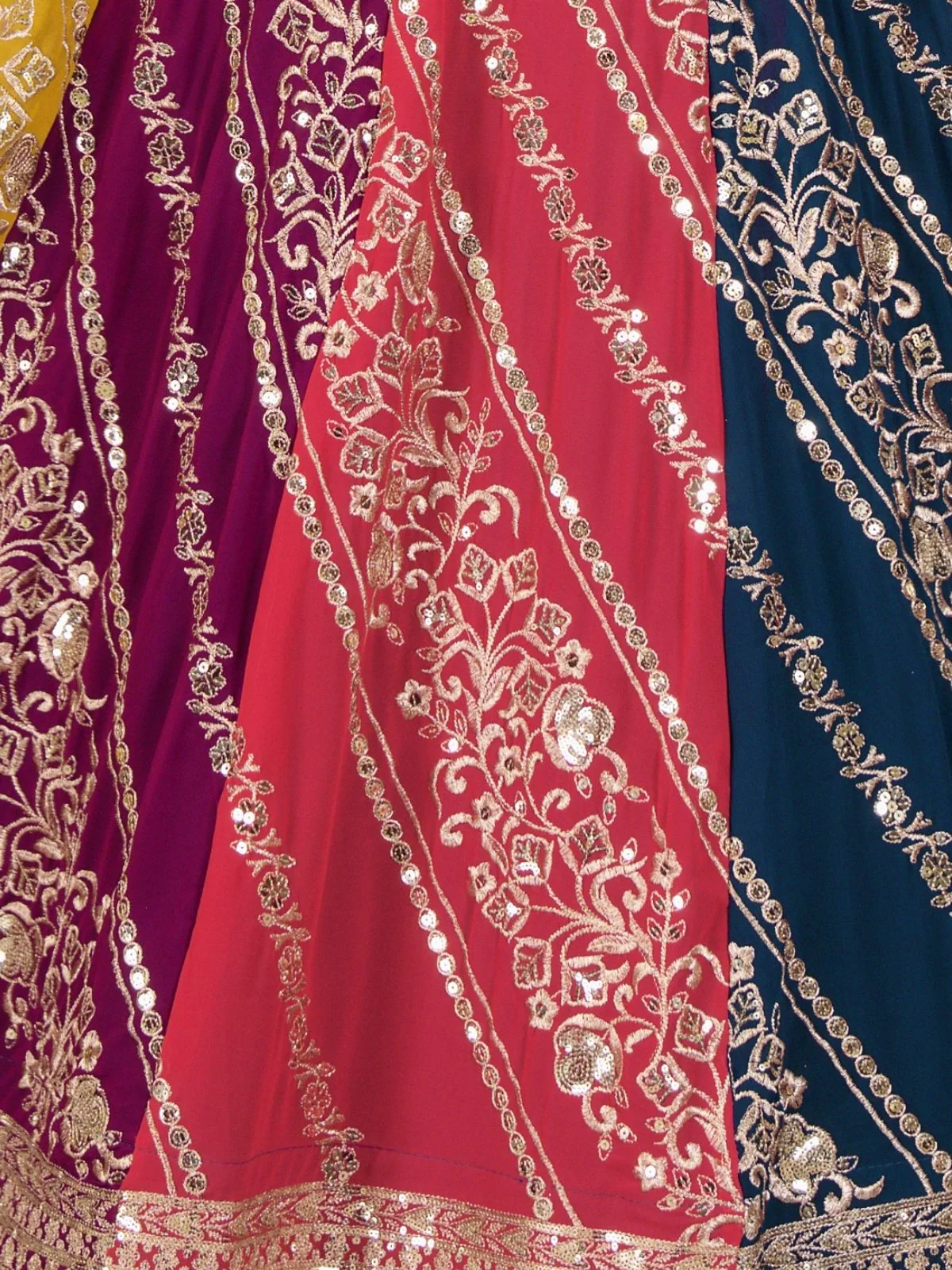 Odette Multi Colour Georgette Embellished Semi Stitched Lehenga For Women - Image 5