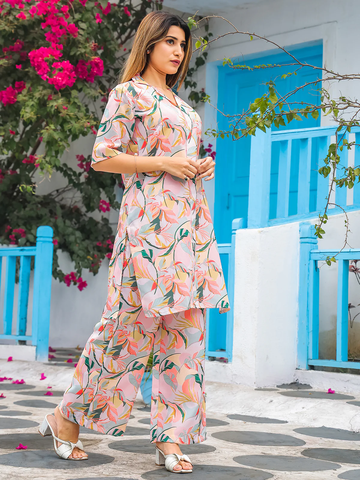 Odette Multicolor Cotton Printed Co Ord Set for Women - Image 3