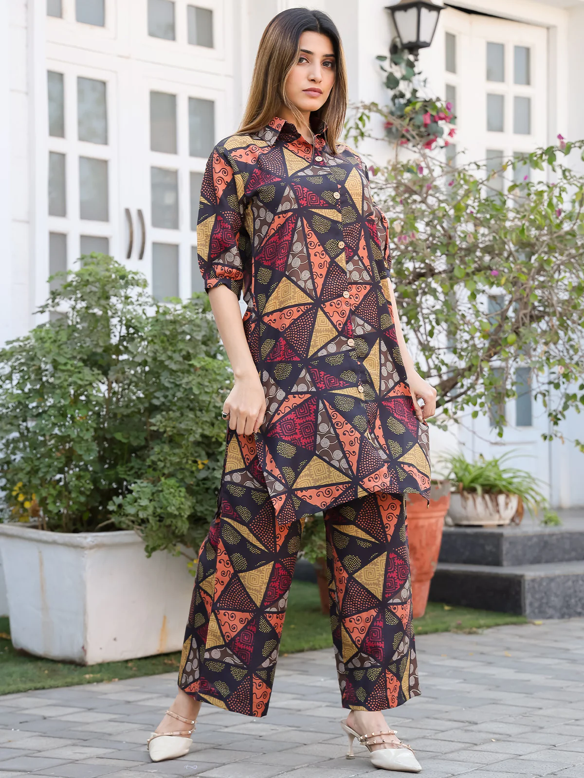 Odette Multicolor Cotton Printed Co Ord Set for Women - Image 2
