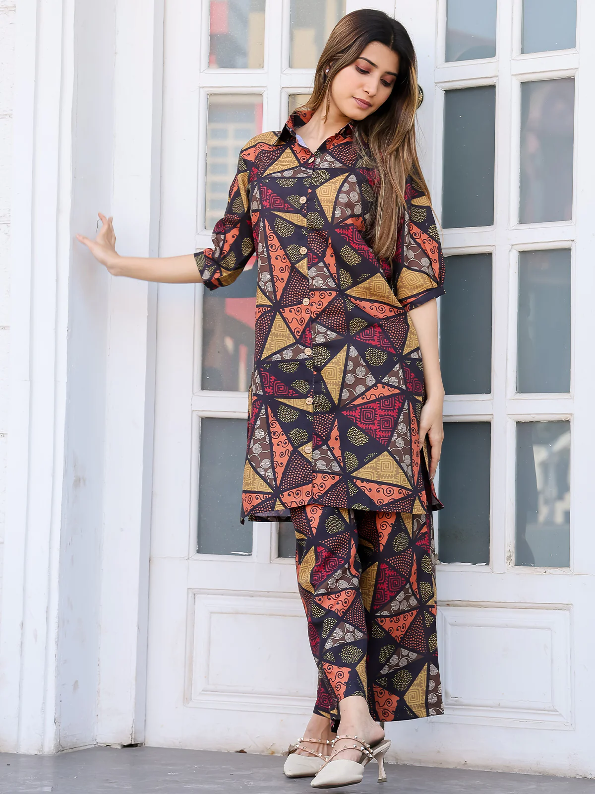 Odette Multicolor Cotton Printed Co Ord Set for Women - Image 3