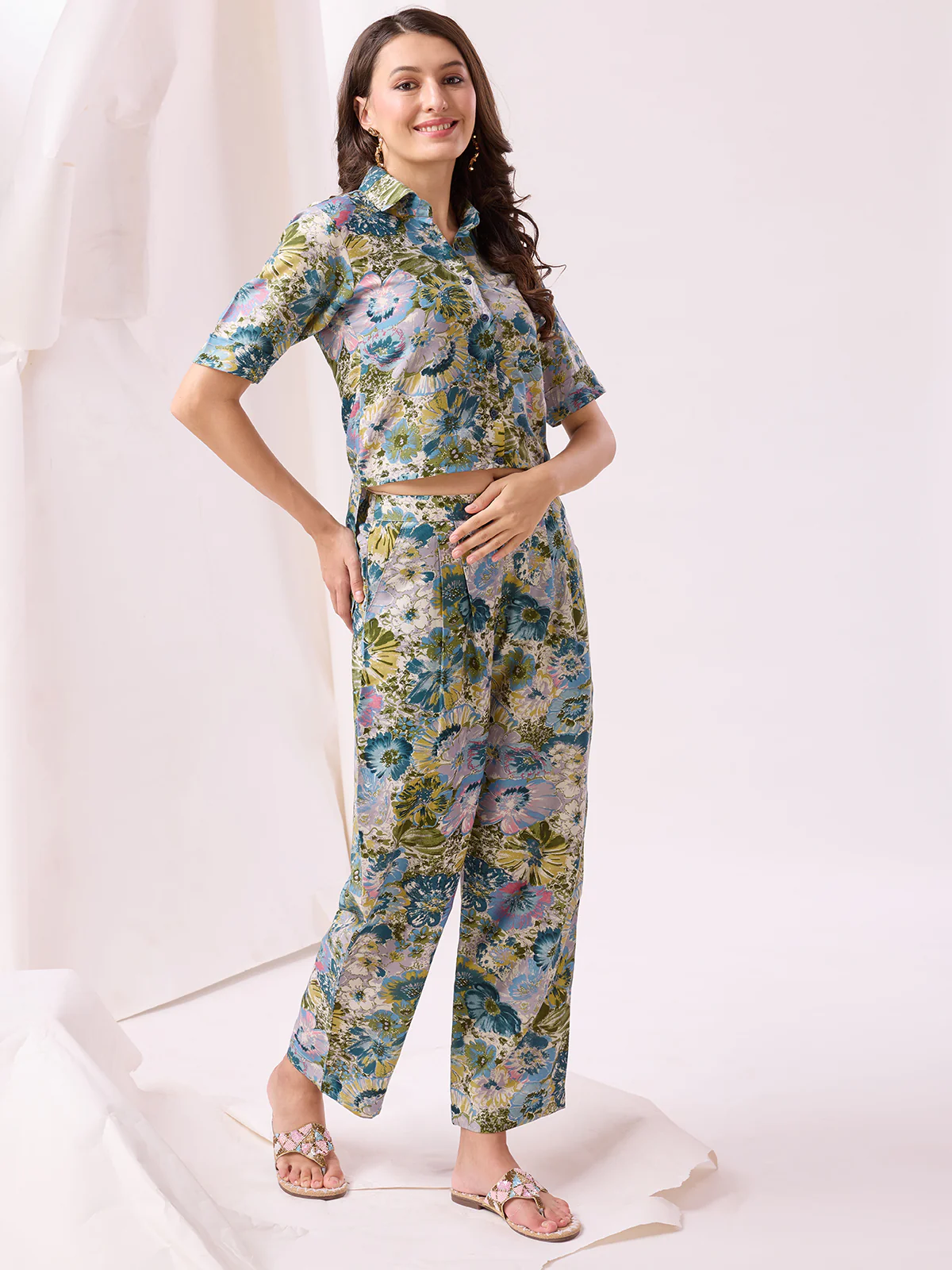 Odette Multicolor Cotton Printed Co-ord set For Women - Image 2