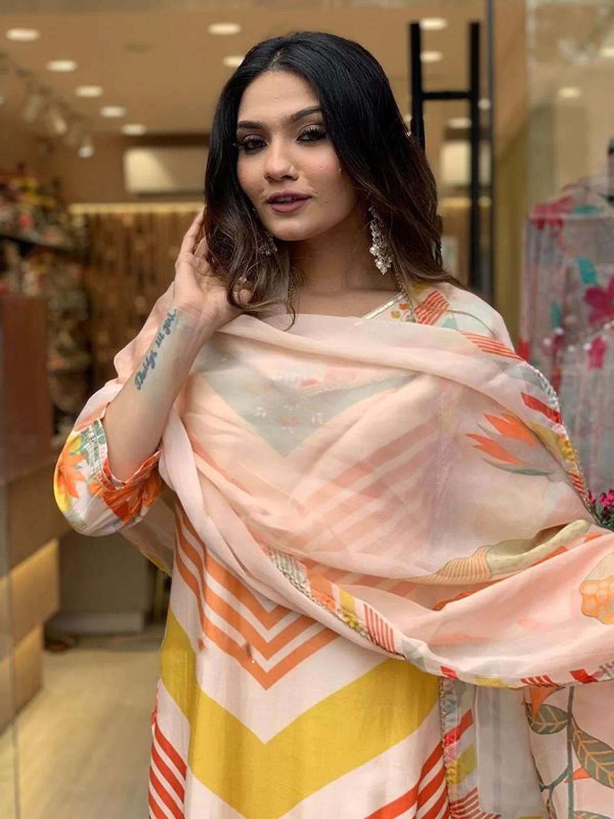 Odette Multicolor Embroidered Cotton Blend Stitched Kurta Set For Women - Image 4