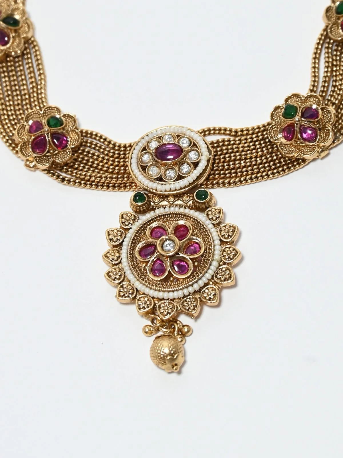 Odette Multicolor Alloy Kundan Jewellery Set For Women - Image 6