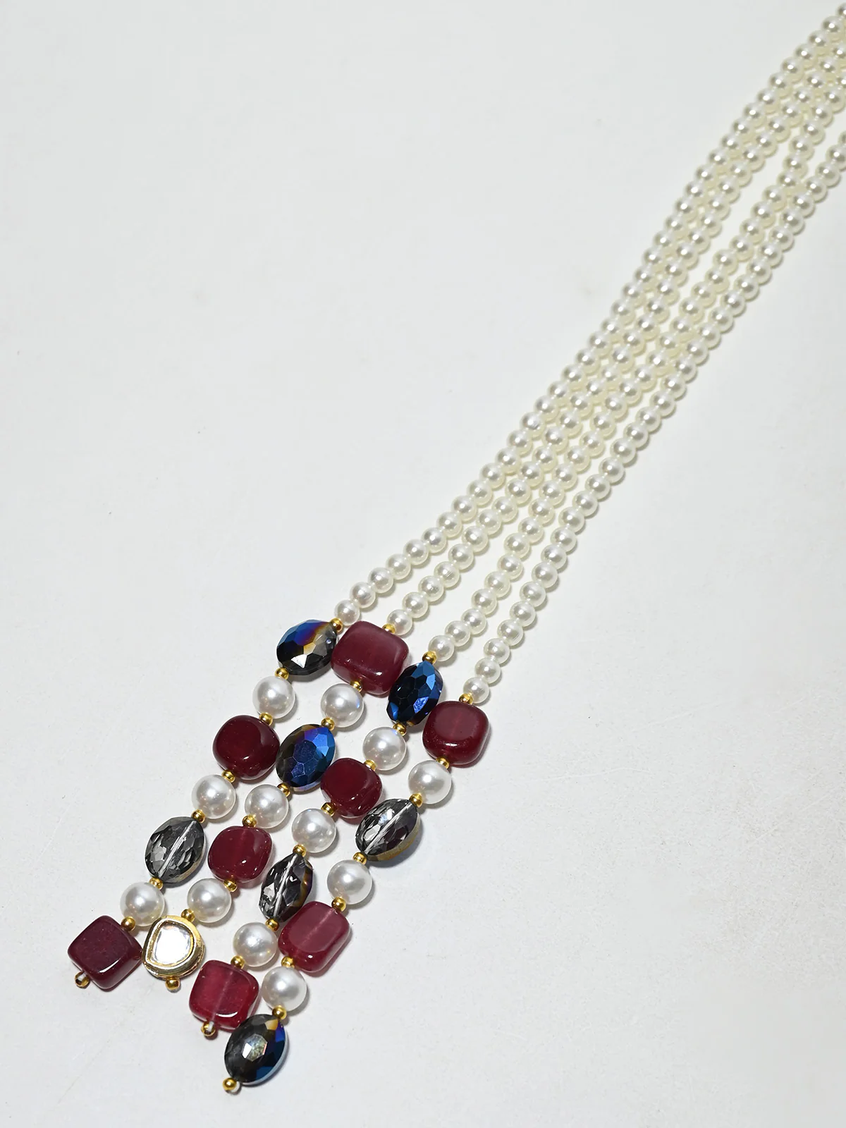 Odette Multicolor Alloy Pearl Embellished Tie For Women - Image 2