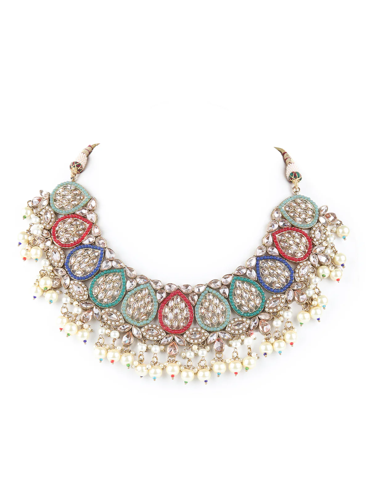 Odette Multicolor Beads And Kundan Embellished Choker Neck Piece For Women - Image 3