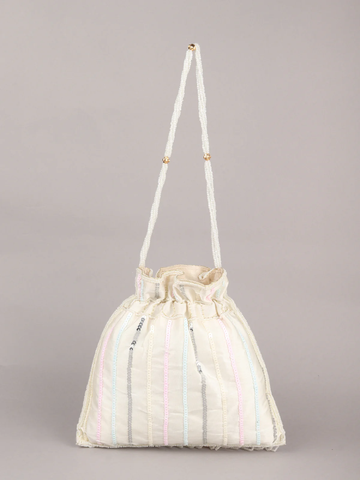Odette Multicolor Beads and Sequins Embroidered Potli Bag for Women - Image 5