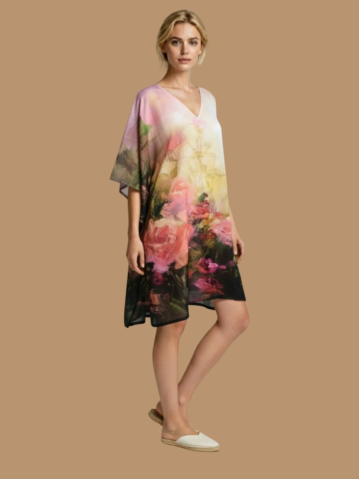 Odette Multicolor Cotton Blend Printed Kaftan For Women - Image 2