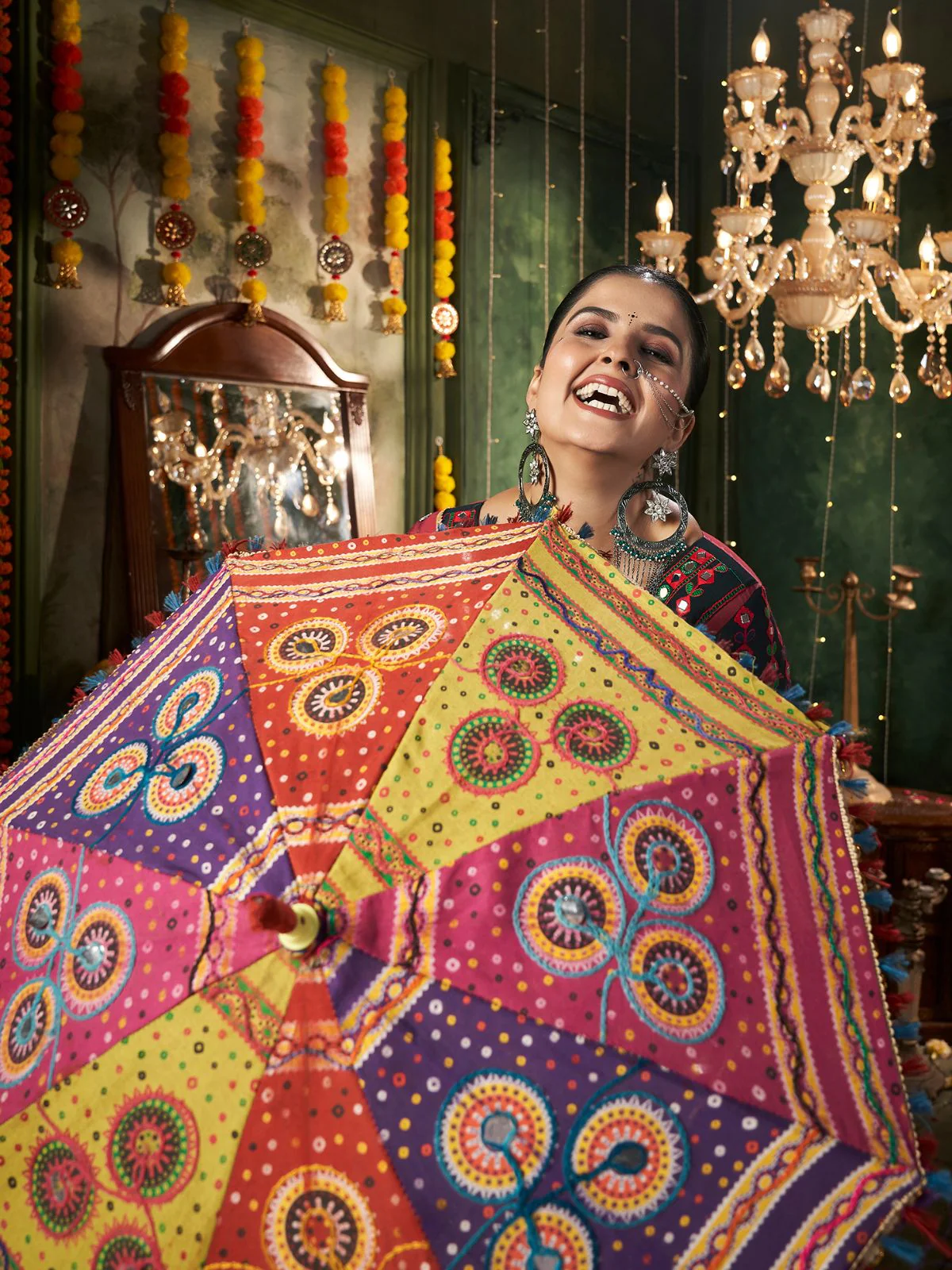 Odette Multicolor Cotton Blend Printed Stitched Lehenga With Blouse For Women - Image 5