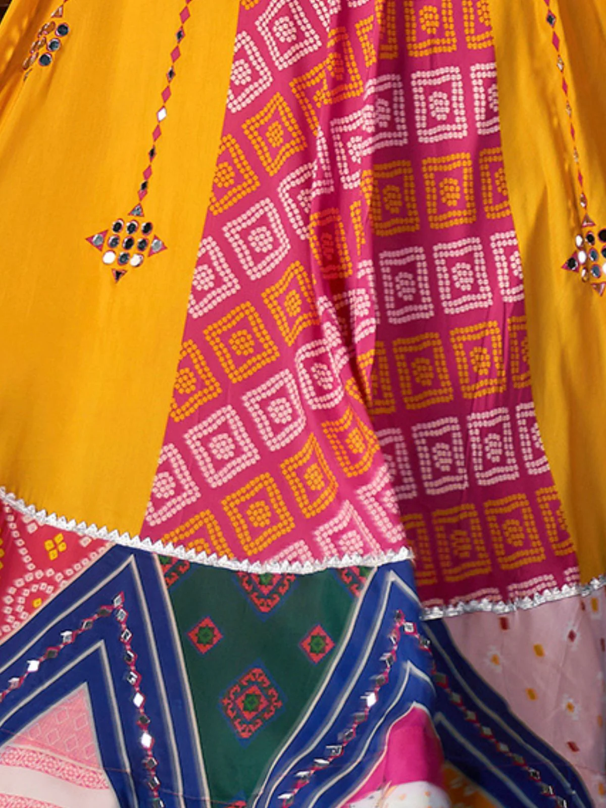 Odette Multicolor Cotton Blend Printed Stitched Lehenga With Blouse For Women - Image 6
