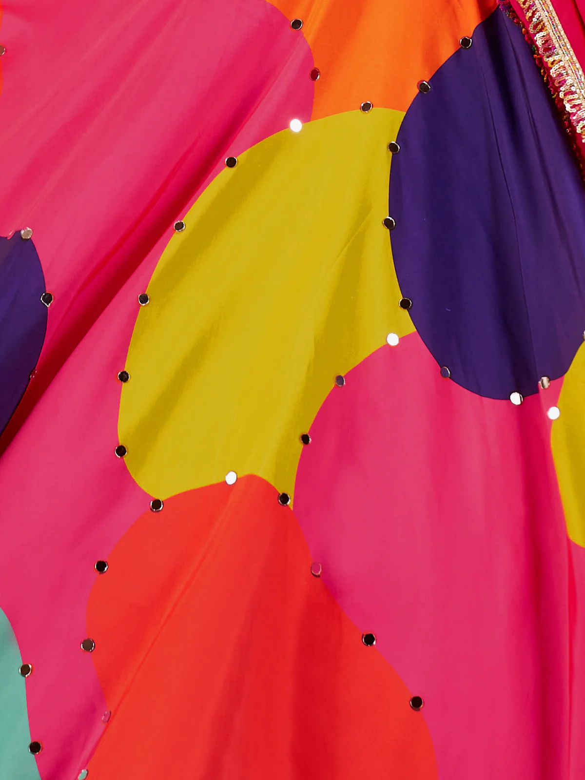 Odette Multicolor Cotton Blend Printed With Mirror Work Semi-Stitched lehenga For Women - Image 7