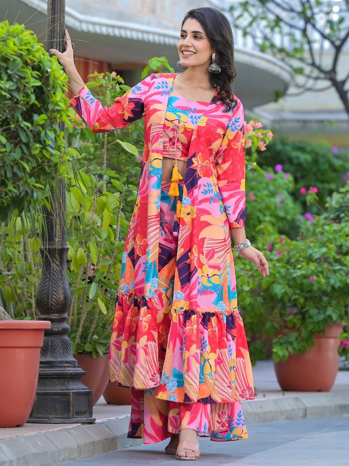Odette Multicolor Cotton Printed Indo Western Co Ord Set For Women - Image 3