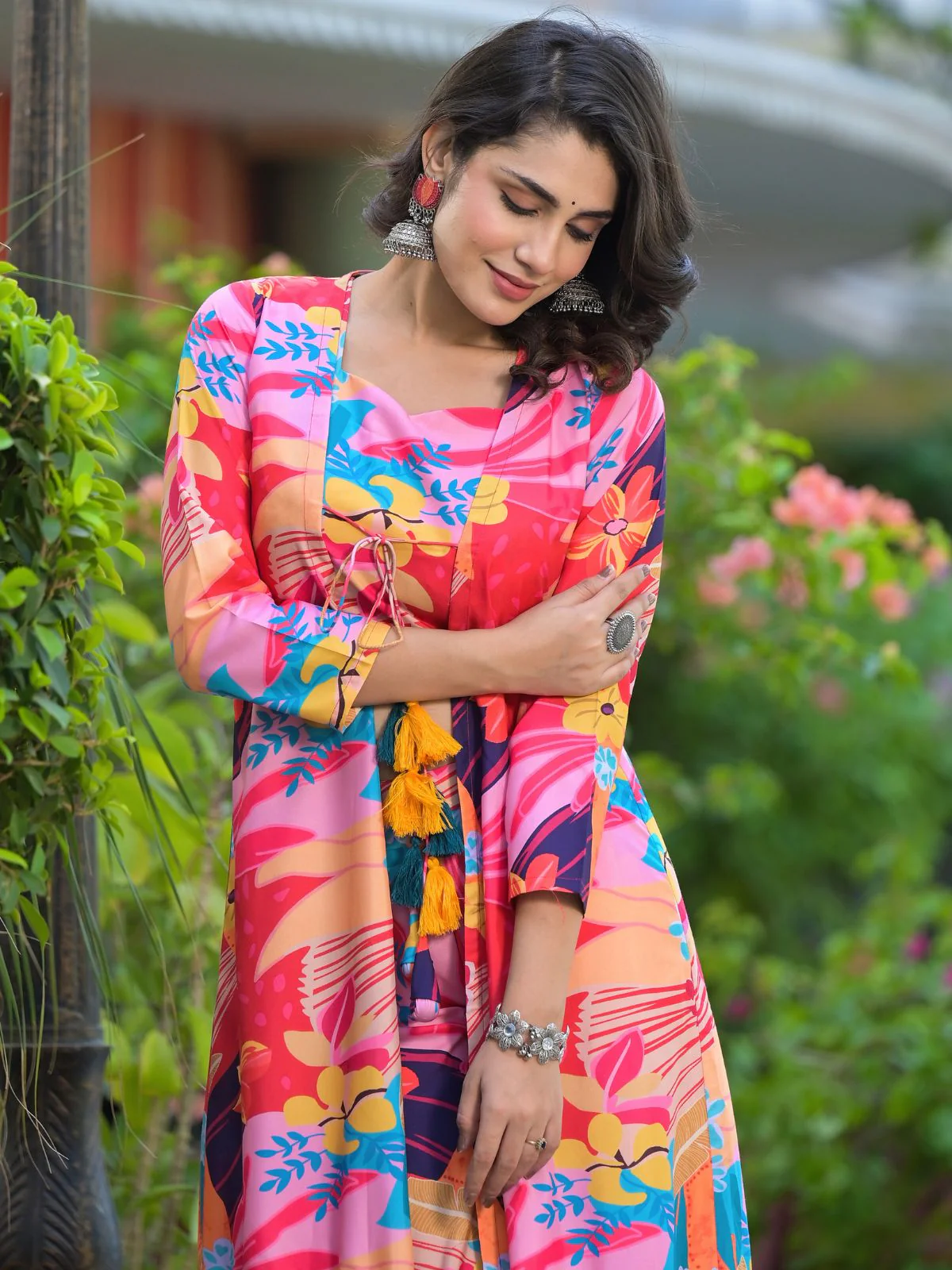 Odette Multicolor Cotton Printed Indo Western Co Ord Set For Women - Image 5
