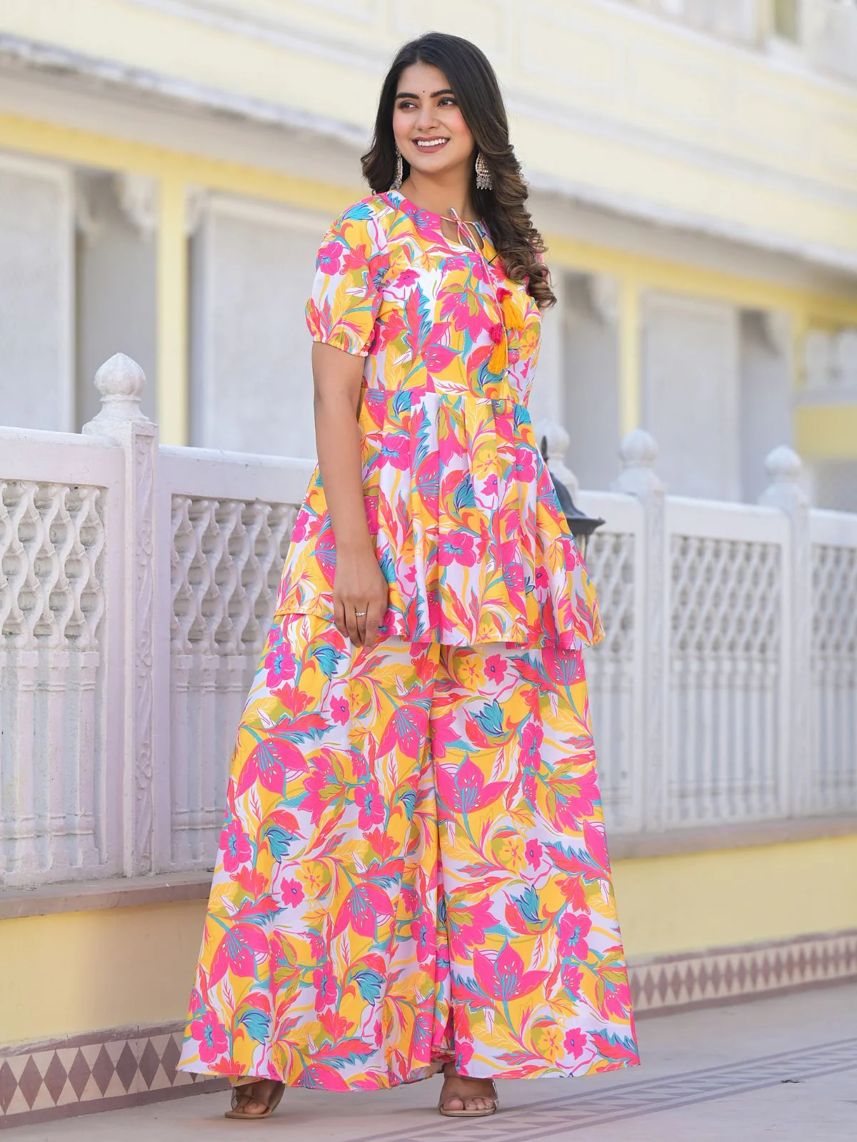 Odette Multicolor Cotton Printed Stitched Kurta Set For Women - Image 2