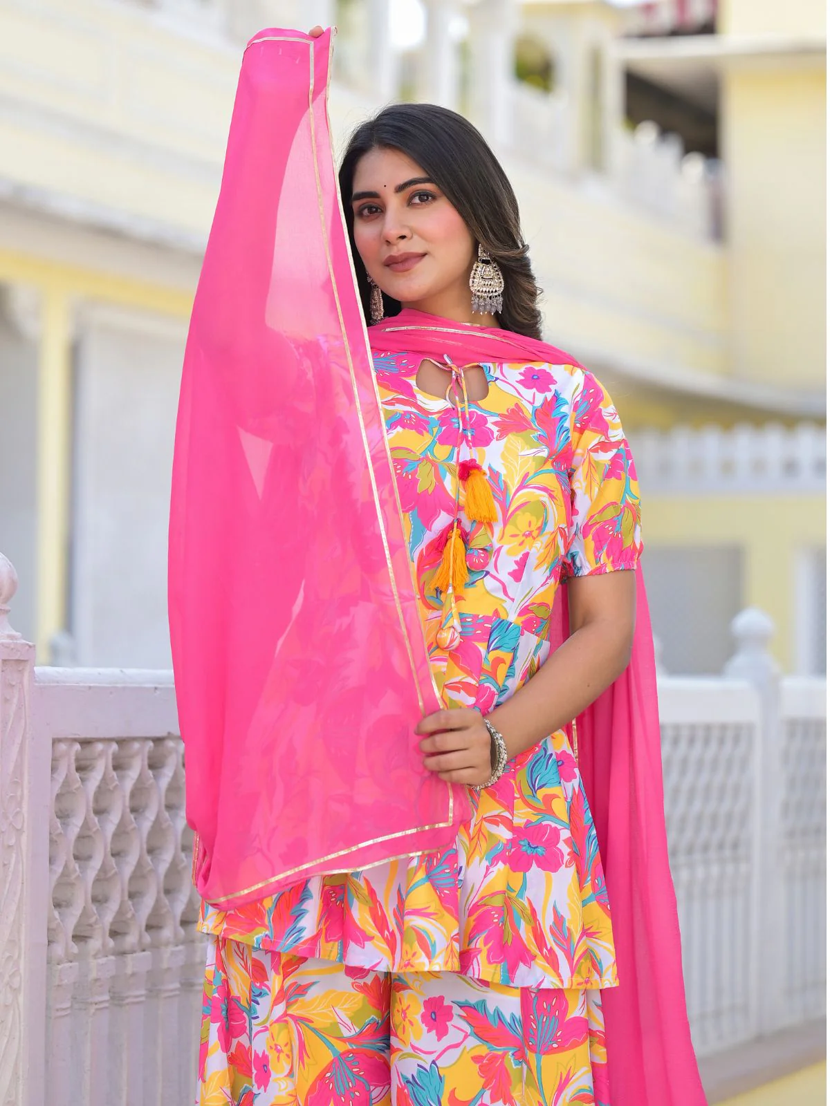 Odette Multicolor Cotton Printed Stitched Kurta Set For Women - Image 4