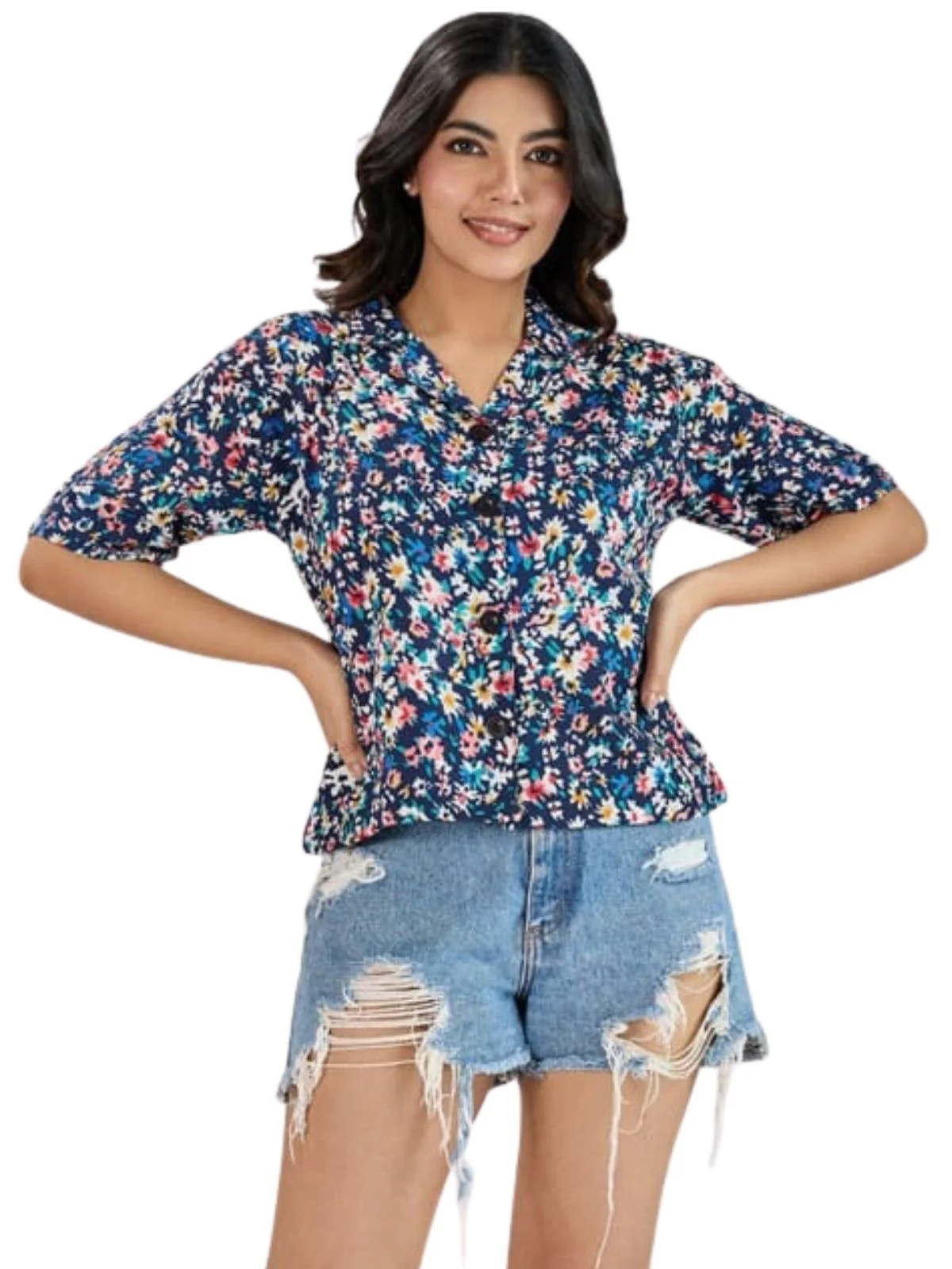 Odette Multicolor Delta Solid Shirt For Women - Image 2