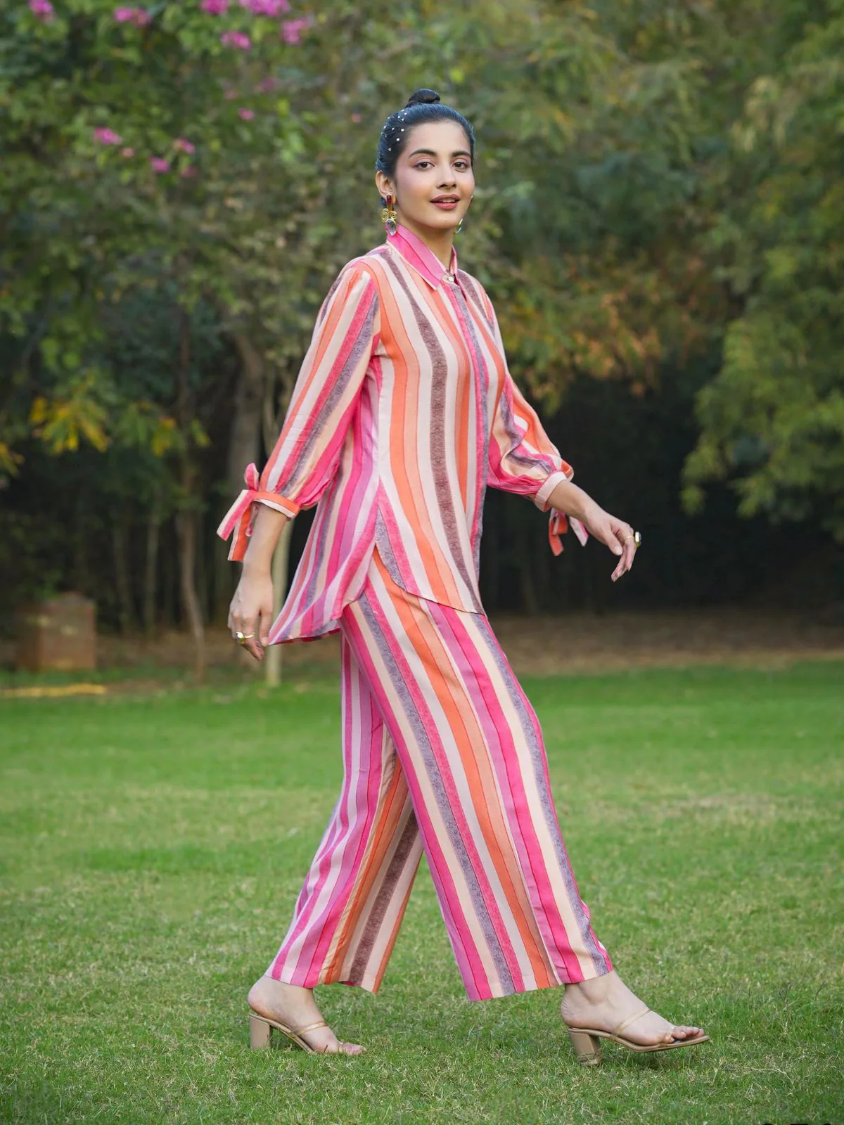 Odette Multicolor Digital Printed Mull Cotton Indo Western Co-Ord Set for Women - Image 3