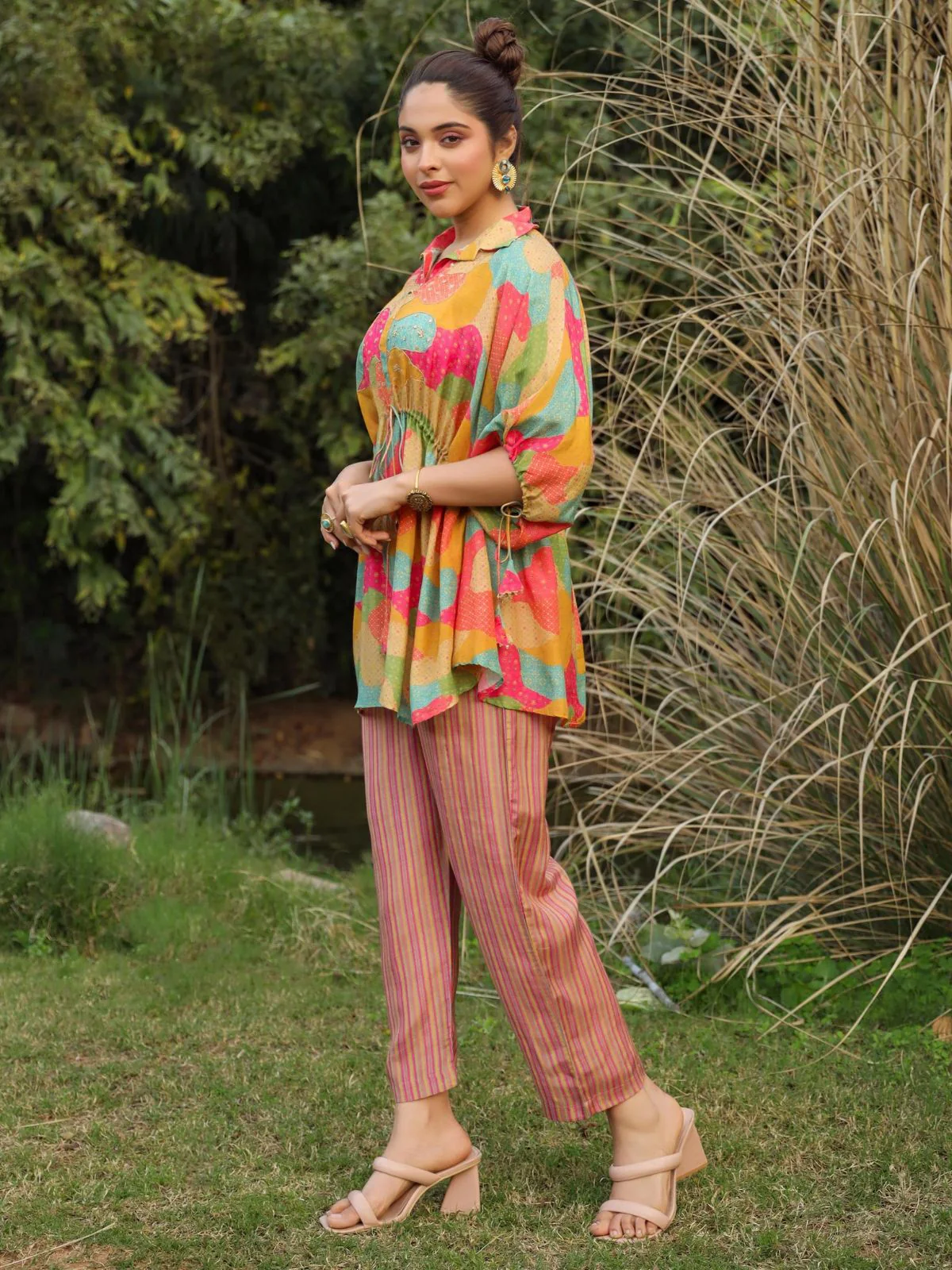 Odette Multicolor Digital Printed Mull Cotton Indo Western Co-Ord Set for Women - Image 3