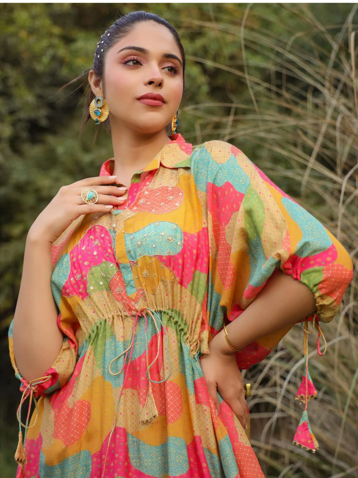 Odette Multicolor Digital Printed Mull Cotton Indo Western Co-Ord Set for Women - Image 5