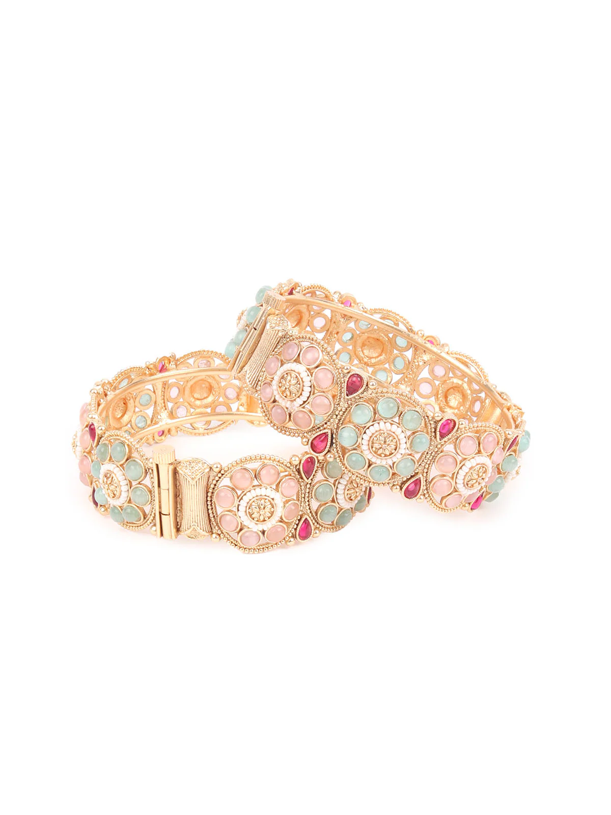 Odette Multicolor Embellished Bangles For Women-Set Of 2 - Image 5