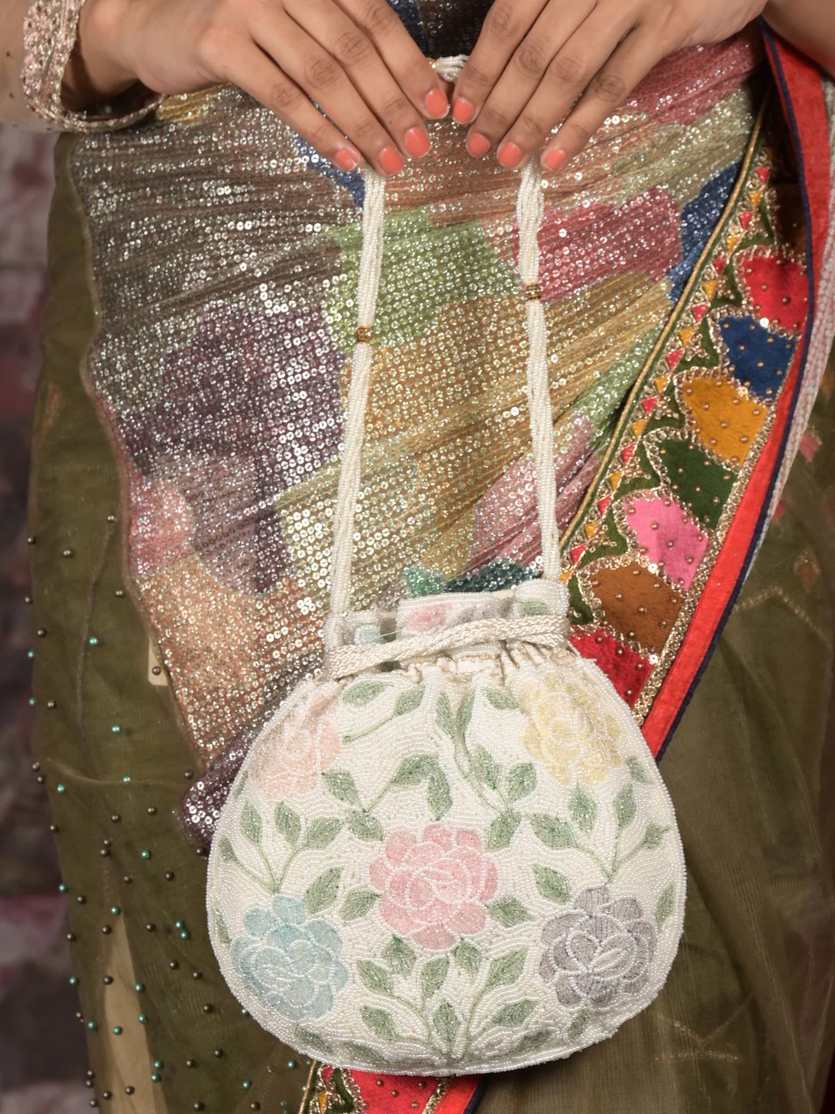 Odette Multicolor Embellished Potli For Women - Image 3