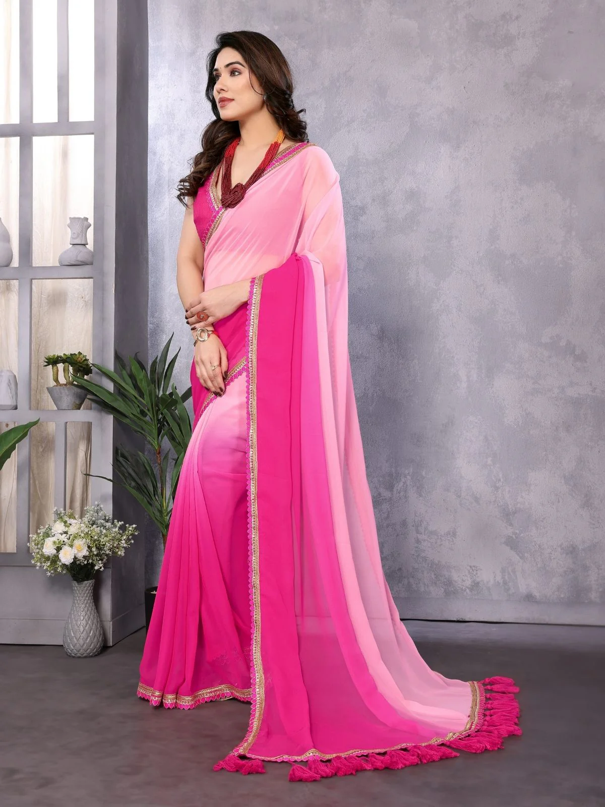 Odette Multicolor Georgette Embellished Saree For Women - Image 2