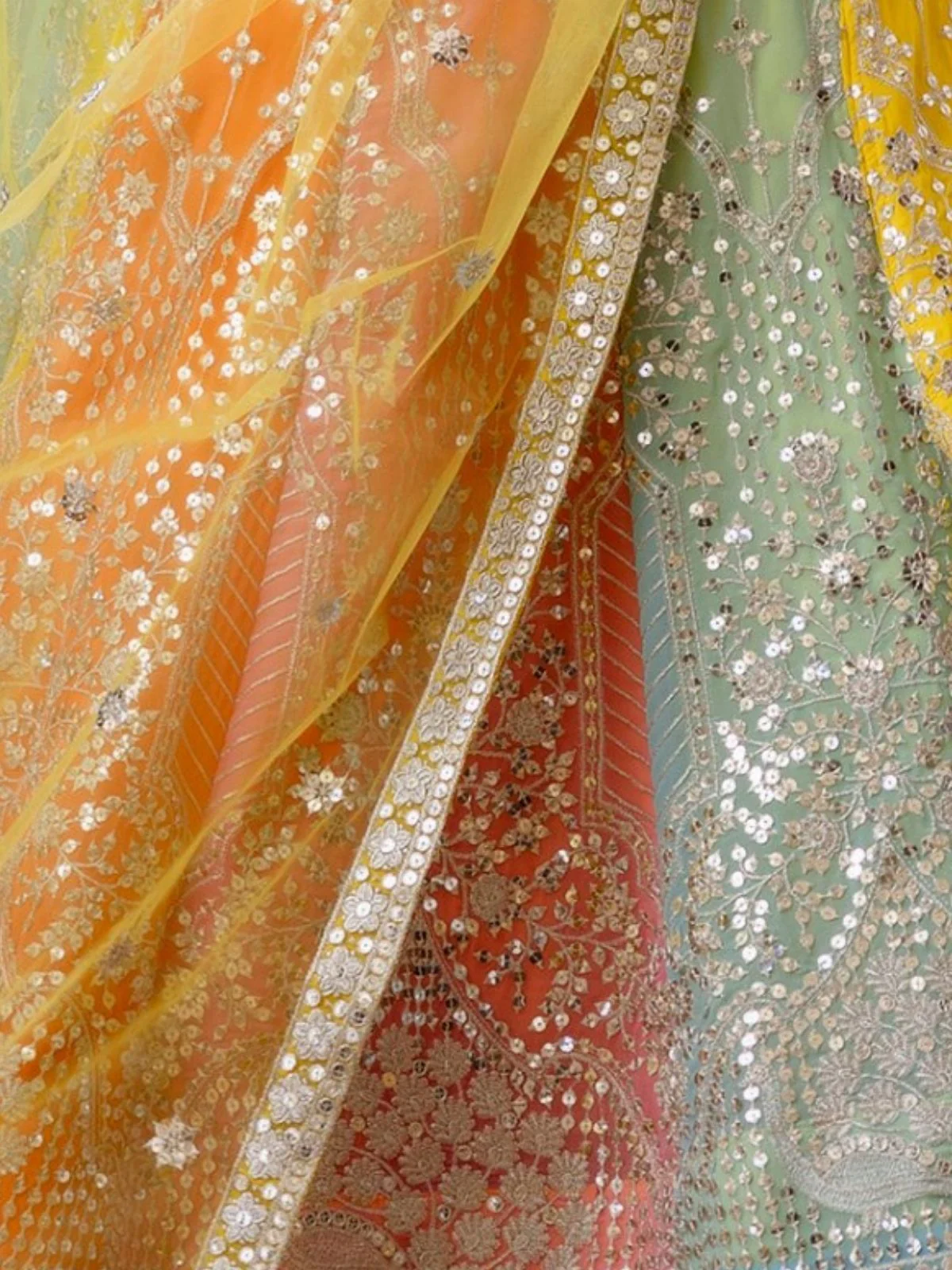 Odette Multicolor Georgette Embroidered Lehenga For Women - Image 5