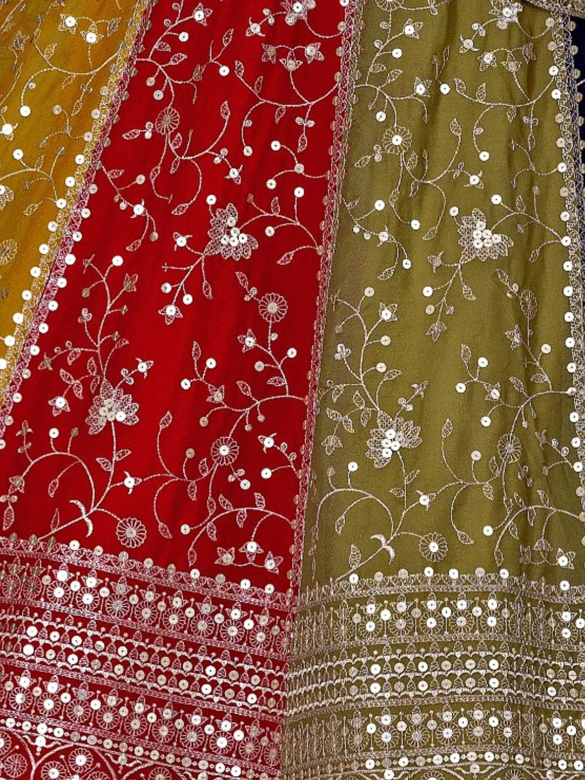 Odette Multicolor Georgette Embroidered Semi-Stitched lehenga For Women - Image 6