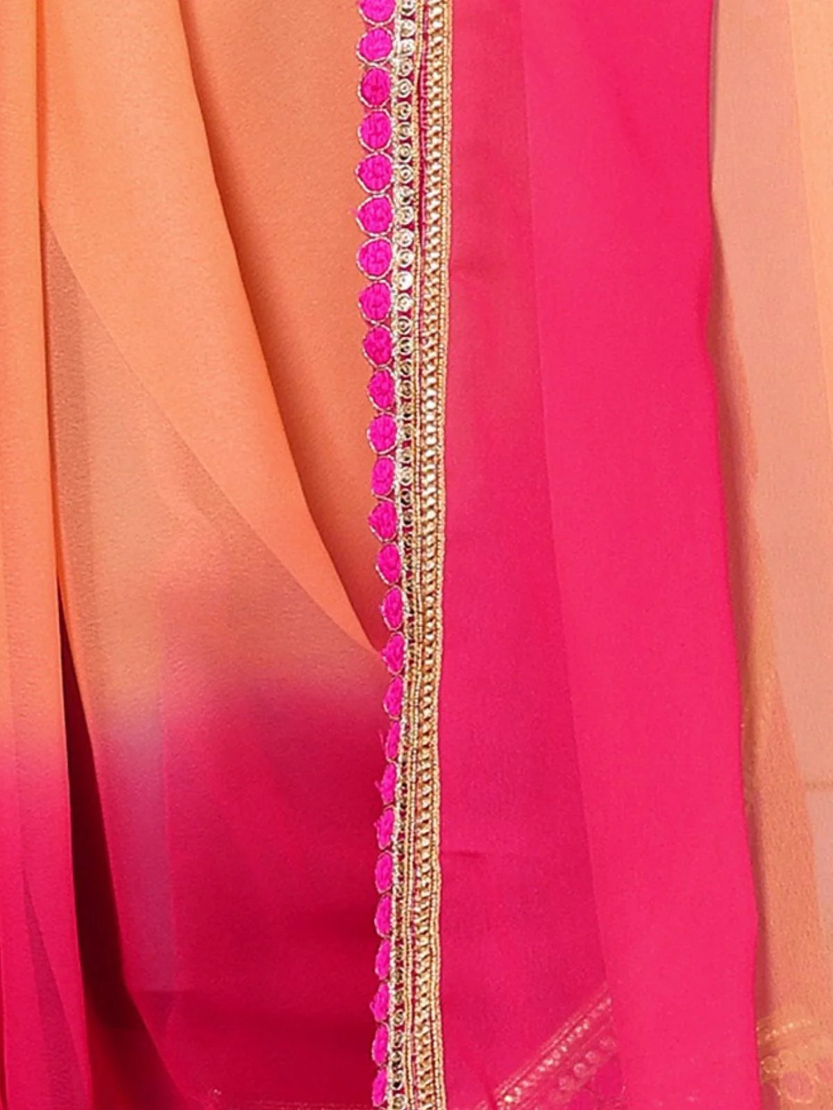 Odette Multicolor Georgette Lace Work Saree With Unstitched Blouse For Women - Image 5