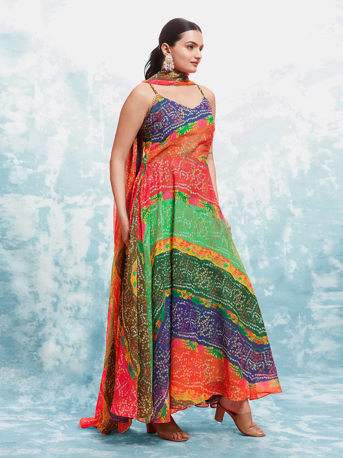Odette Multicolor Georgette Printed Gown For Women - Image 6