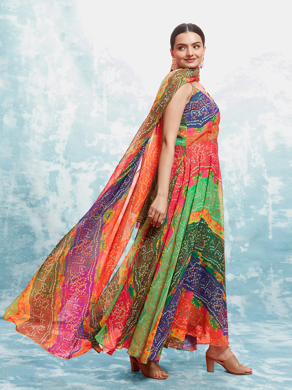 Odette Multicolor Georgette Printed Gown For Women - Image 8