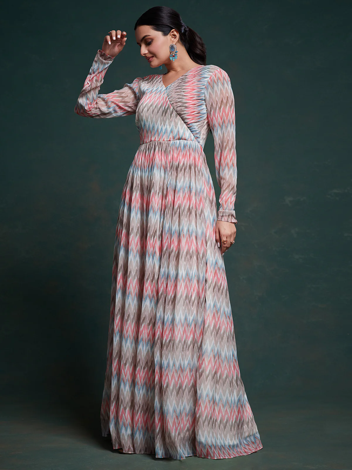 Odette Multicolor Georgette Printed Gown For Women - Image 2