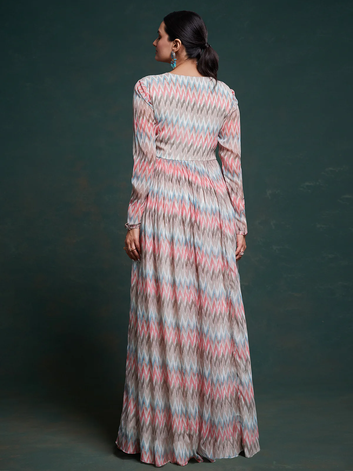 Odette Multicolor Georgette Printed Gown For Women - Image 4
