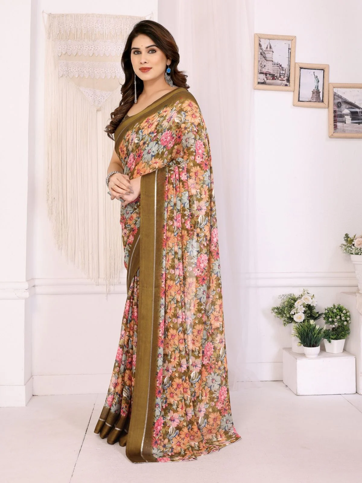Odette Multicolor Georgette Printed Saree For Women - Image 2